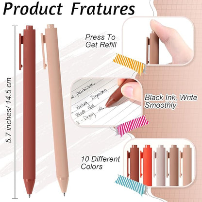 Crtiin 50 Pcs Gel Ink Pens Bulk, Black Ink 0.5mm Fine Point Retractable Pen Smooth Writing Office School Supplies for Teacher Server Operation Christmas Charity Donation Thanksgiving (Orange Series)