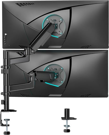 ARES WING Dual Monitor Mount - Ultrawide Monitor Arm for 17 to 40 Inch Heavy Duty Curved Screen up to 26.4 lbs with Clamp/Grommet Desk Mount, 75/100 Vesa Mount, Black