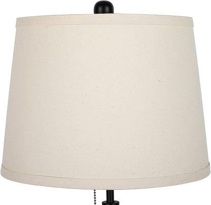 Bedside Table Lamps Set of 2: Tall Black Table Lamps for Living Room End Table | Height Adjustable 3-Way Dimmable Nightstand Lamp with Pull Chain Switch Modern Lamps for Bedroom Office(Bulbs Included)