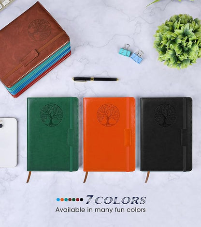 Lined Journal Notebook for Women Men,256 Pages A5 Hardcover Leather Journals for Writing,Travel,Business,Work & School,College Ruled Notebooks for Note Taking,Diary Notepad 5.7"×8.3" orange