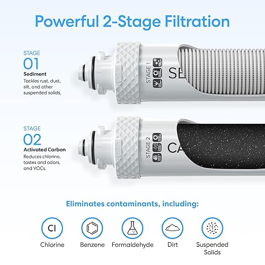 Brio 520 Bottom Load Water Cooler Dispenser for 5 Gallon Bottle w/ 2 Stage Filter | Hot Cold & Room Temp Water Options for Home & Office | Removes Chlorine, VOC's, Bad Taste & Chemicals