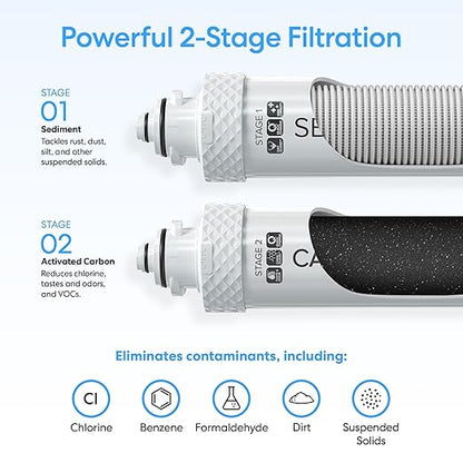 Brio 520 Bottom Load Water Cooler Dispenser for 5 Gallon Bottle w/ 2 Stage Filter | Hot Cold & Room Temp Water Options for Home & Office | Removes Chlorine, VOC's, Bad Taste & Chemicals