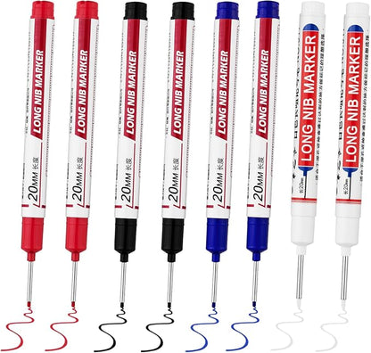 8 PCS Long Head Deep Hole Marker Pens,20mm Long Nib Marker, Longs Nose Markers, Waterproof Construction Markers Marking Tool,Permanent Markers Carpenter Ink marker Pens,Metal marking Pens