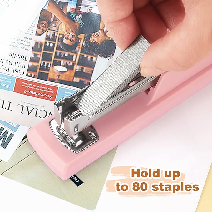 Tamaki Stapler, Office Stapler, Small Staplers for Desk, Pink
