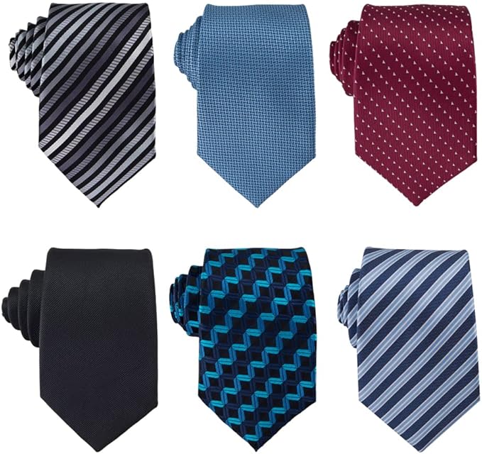 Adulove Men's Necktie Classic Silk Tie Woven Jacquard Neck Ties 6 PCS