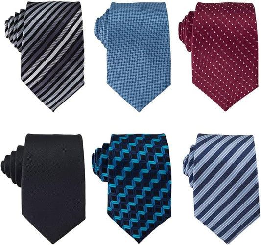 Adulove Men's Necktie Classic Silk Tie Woven Jacquard Neck Ties 6 PCS