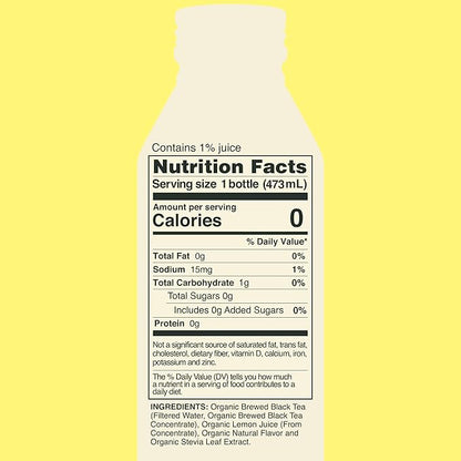Saint James Iced Tea - Organic Black Tea - Non-GMO, Gluten Free, Zero Calorie, Zero Sugar - Classic Lemon, 12 Pack (16 fl oz each)