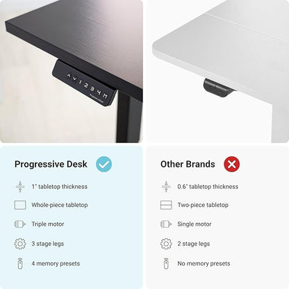 Progressive Desk Stand Up Height Adjustable Standing Desk - L Shaped 85" x 72" Corner Computer Rising Workstation Electric Table - Gray Frame, Bright Beech Top