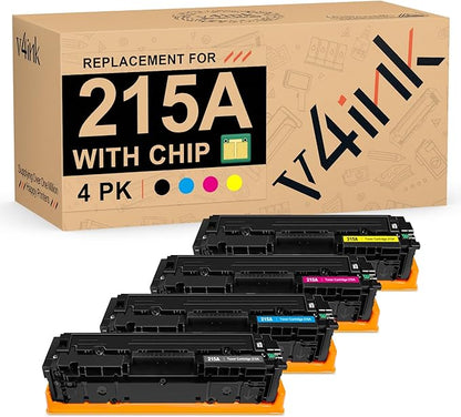 v4ink 215A Toner Cartridge Compatible Replacement for HP 215A W2310A W2311A W2312A W2313A Works for HP Color Pro MFP M182 M183 M155 Series MFP M183fw M182n M182nw M155nw M155a Printer 4-Pack With Chip