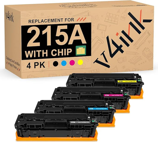 v4ink 215A Toner Cartridge Compatible Replacement for HP 215A W2310A W2311A W2312A W2313A Works for HP Color Pro MFP M182 M183 M155 Series MFP M183fw M182n M182nw M155nw M155a Printer 4-Pack With Chip