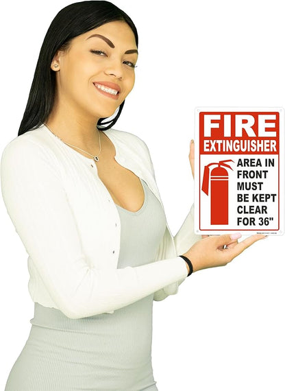 Brimar - 7 x 10" - Fire Extinguisher Keep Clear Sign - 3.5 Mil InfiniStick™ Vinyl Label - Easy Installation - Universal Application
