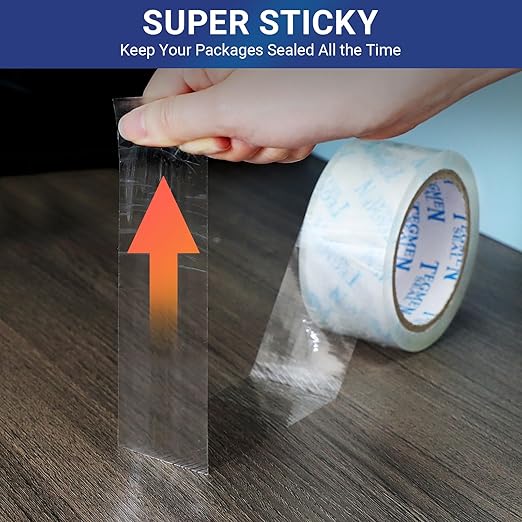 Heavy Duty Clear Packing Tape with Dispenser Combo for Shipping, Moving & Storage,Thicker Clear Packing Tape,1.88 inches Wide, 60 Yards Per Roll, 60 Total Yards