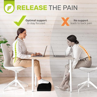 ErgoFoam Chiropractor-Endorsed Orthopedic Teardrop Design 2in1 Adjustable Under Desk Foot Rest for Lumbar Back Knee Pain (Black)