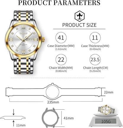 Watch Men Stainless Steel Luxury Diamond Chronograph with Date Business reloj de Hombre