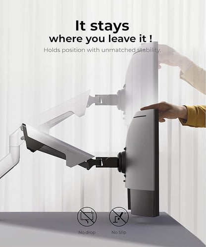 Heavy Duty Ultrawide Monitor Arm with RGB Lighting & USB Charging, Fits 34 to 49 inch Curved Screens, Supports 14 to 38 lbs, Adjustable Desk Mount, Compatible with Gaming Setup, White