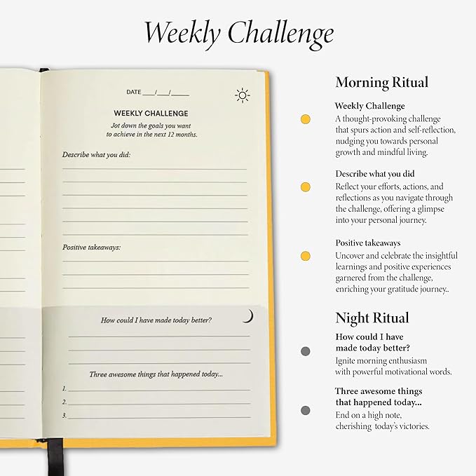 The Original Gratitude Journal 2026 with Inspiring Quotes & Mindful Prompts for Happiness and Positive Mindset - Notebook for Affirmation, Reflection & Optimism - Premium Hardcover Yellow