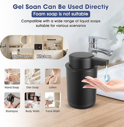 2 Pack Automatic Liquid Soap Dispenser, 10.5oz Touchless Electric Hand Soap Dispenser, Rechargeable Liquid Pump for Bathroom or Kitchen Sink, Waterproof Design (Black)