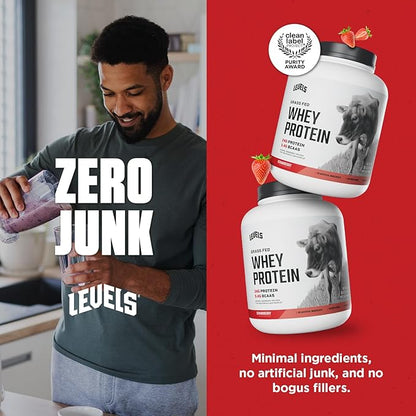Levels Grass Fed Whey Protein Powder, No Artificials, 24G of Protein, Strawberry, 5LB