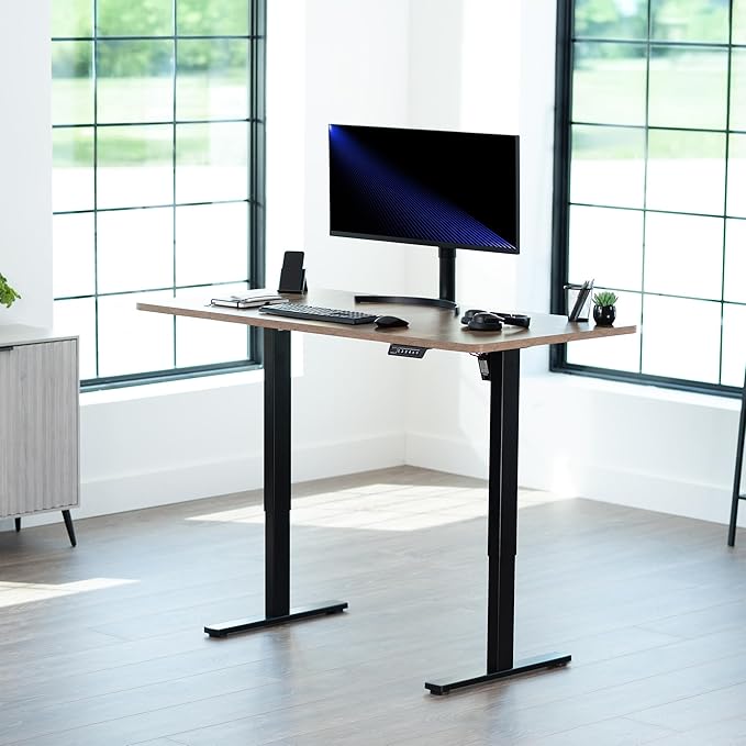 VIVO Electric 60 x 24 in Standing Desk, Memory Height Adjustment, 1B Series, One-Piece Reclaimed Wood Top, Black Frame, DESK-KIT-1B6P