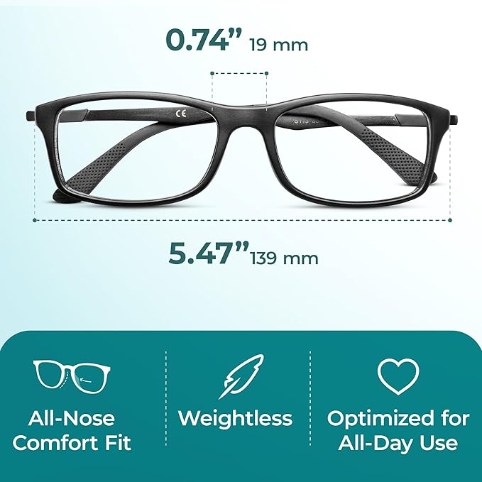 Prospek Blue Light Blocking Glasses For Men DYNAMIC +1.75 Diopters - High Optical Quality Lenses - Regular Size