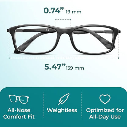 Prospek Blue Light Readers For Men DYNAMIC +1.5 Diopters - High Optical Quality Lenses - Regular Size