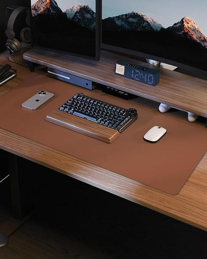 Non-Slip Desk Pad,Mouse Pad,Waterproof Leather Desk Table Protector,Non-Slip PU Leather Desk Blotter, Easy Clean Laptop Desk Writing Mat for Office Work/Home/Decor(Brown, 24" x 13.7")
