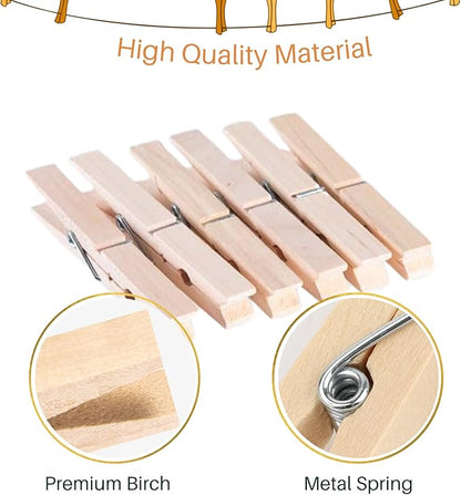 Clothes Pins Wooden, 46 Pack, 3.55 Inch, Natural Wood,Rust Resistant Clothespins, Heavy Duty Clothes Pins for Laundry,Clothes Pins for Craft, Wooden Clips for Pictures