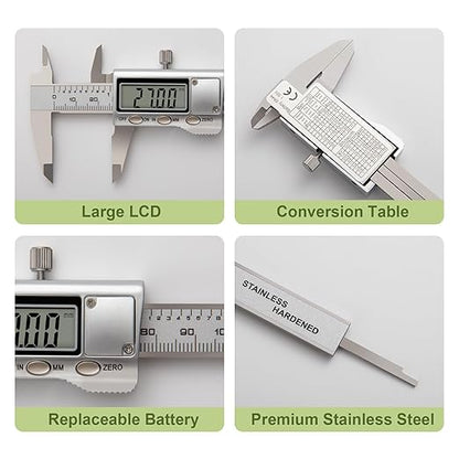 All-Metal Small Digital Caliper 0-4" Mini Measuring Tool, Micrometer Caliper with Auto-Off Feature, Interchangeable Between inches and millimeters for DIY/Household and 3D Printing