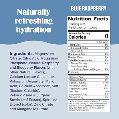 Ultima Replenisher Daily Electrolyte Powder Drink Mix – Sugar Free – Blue Raspberry, 20 Stickpacks – Hydration Packets with 6 Electrolytes and Trace Minerals – Keto Friendly, Vegan, Non-GMO