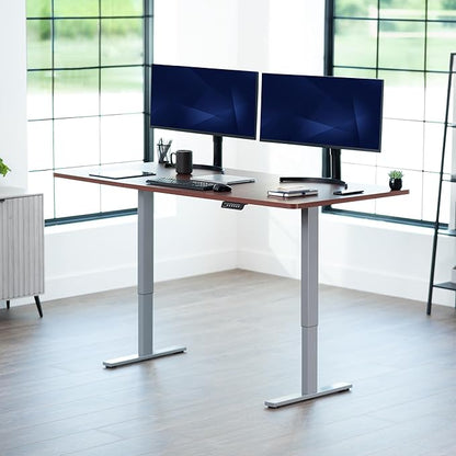 VIVO Electric 71 x 36 in Standing Desk, Memory Height Adjustment, 1B Series, Dark Walnut Top Gray Frame, DESK-KIT-1G7D-36