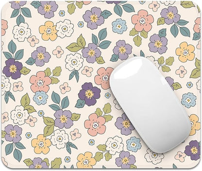 Square Mouse Pad with Stitched Edge, Premium Mousepad Washable Cloth. Computer Mouse Pad with Non-Slip Rubber Base, Mouse Pads for Computers Laptop Mouse 9.25x7.75x0.12 inch-Flower5