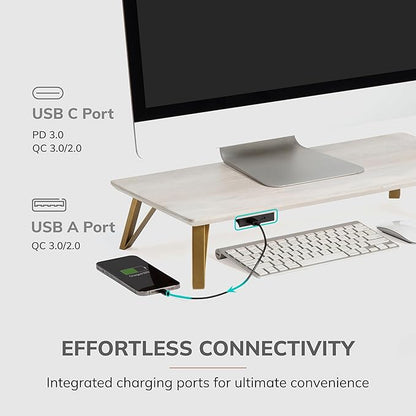 Anji Mountain Monitor Stand - Desktop Organizer & Laptop Riser, Ergonomic Monitor Riser, Space-Saving Monitor Stand for Desk, Durable Construction, Easy Assembly, Ideal for Home & Office,Walnut