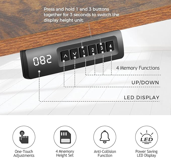 Electric Standing Desk 63 x 24 Inches Adjustable Height Ergonomic Curved Sit Stand Up Desk for Home Office Computer Desk Memory Preset with Wheels and Black Frame/Brown Top