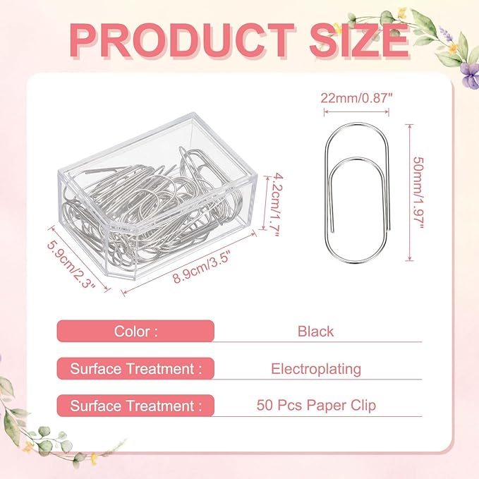 PATIKIL 50 Pcs Paper Clip, 2inch Non-Skid Metal Paper Clamp Clips Large for Office Supplies Craft Scrapbook Document Note Sorting, Electroplating, Silver