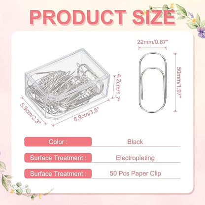 PATIKIL 50 Pcs Paper Clip, 2inch Non-Skid Metal Paper Clamp Clips Large for Office Supplies Craft Scrapbook Document Note Sorting, Electroplating, Silver