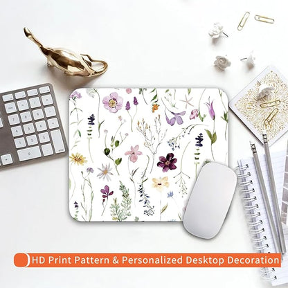 Square Mouse Pad Beautiful Flowers Plants, Personalized Premium-Textured Custom Mouse Mat Design, Washable Mousepad Cloth, Non-Slip Rubber Base Computer Mouse Pads for Wireless Mouse
