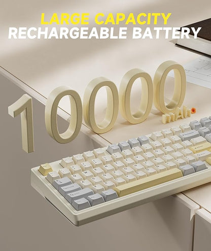 SOLAKAKA KI99 Pro 96% Wireless Mechanical Keyboard, RGB Gaming Keyboard, Hot-Swappable Pre-Lubed Switches, Gasket Structure Creamy Keyboards (Beige-White, Non-Silent Version)
