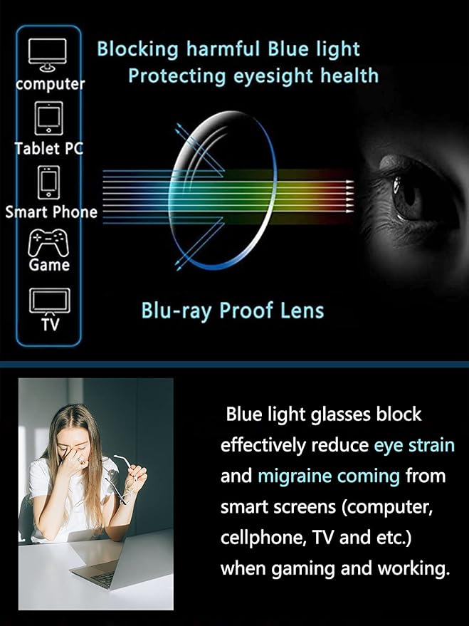 Onrtry Fashion Small Round Blue Light Blocking Glasses for Women Men Metal Frame Eyewear Glasses