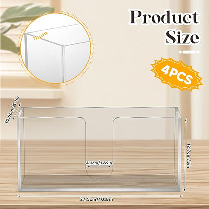 4Pack Acrylic Countertop Paper Towel Dispenser, Folded Paper Towel Dispenser Clear Trifold Napkin Holder, Suitable for Z-fold, C-fold or MultiFold Trifold Paper Towels for Bathroom Toilet and Kitchen