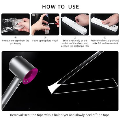 Double-Sided Adhesive Tape, Nano Tape, Transparent Adhesive Tape, Traceless Adhesive Tape, Removable, Washable, Reusable, Suitable for Carpets, Photo Walls, 3m Per Roll, 2 Rolls
