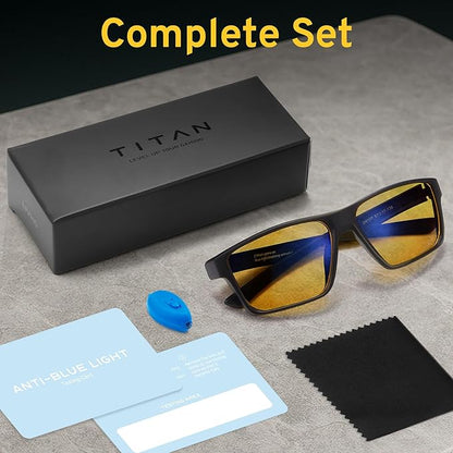 Titan Gaming Glasses, Anti Blue Light Glasses Men, UV400 Protection Blue Light Blocking Glasses for Computer Eye Strain