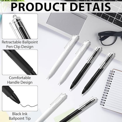 200 Pcs Gel Pens Bulk 0.5mm Black Gel Pen Retractable Fine Point Pens Quick Drying Smooth Writing with Comfortable Grip for School Office Journaling Note Taking and Homework (Black White)