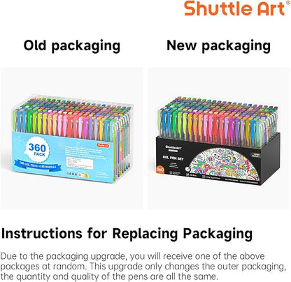 Shuttle Art 360 Pack Gel Pens Set, 180 Colors Gel Pen Set Plus 180 Color Refills Perfect for Adult Coloring Books Doodling Drawing Art Markers