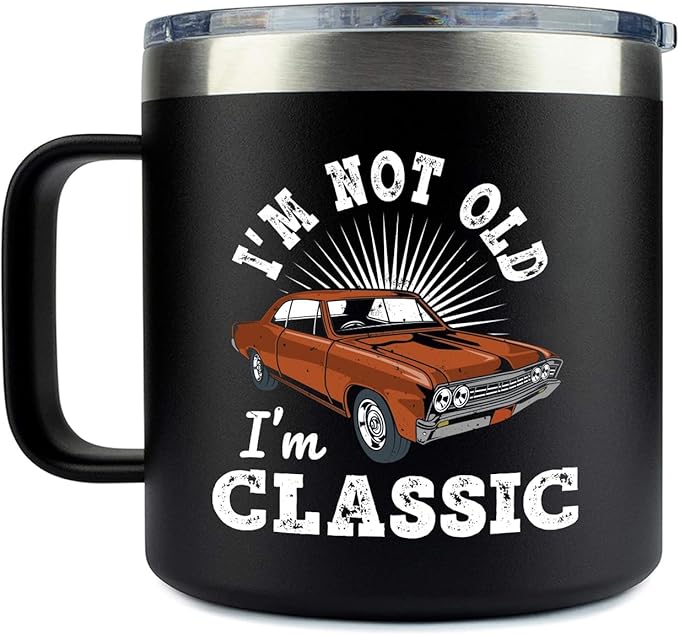Old Man Gifts for Dad Im Not Old Im Classic Tumbler - Grandpa Christmas Fathers Day Funny Mugs for Men - Gifts for Older Father Papa 60th Birthday Idea Retirement 14oz Stainless Steel Tumbler With Lid