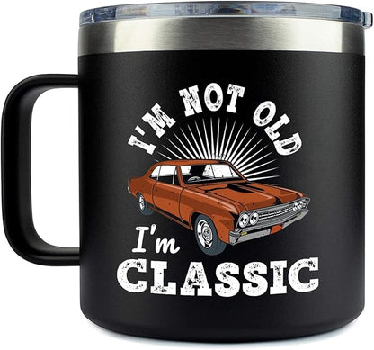 Old Man Gifts for Dad Im Not Old Im Classic Tumbler - Grandpa Christmas Fathers Day Funny Mugs for Men - Gifts for Older Father Papa 60th Birthday Idea Retirement 14oz Stainless Steel Tumbler With Lid