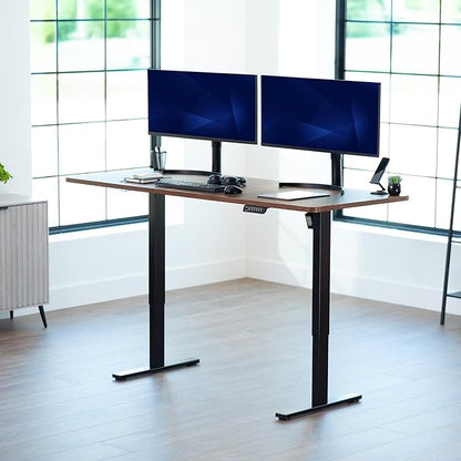 VIVO Electric 71 x 30 in Rustic Standing Desk, Memory Height Adjustment, 1B Series, Vintage Brown Top Black Frame, DESK-KIT-1B7N