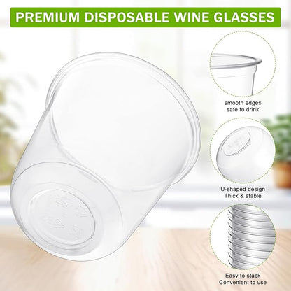 500 Pcs Disposable Stemless Glasses 12oz Crystal Plastic Wine Glasses Clear Classic Pet Cup for Meeting Weddings Birthdays Cocktail Christmas Party Supplies (Clear)