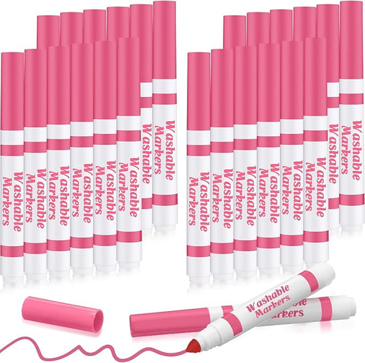 Janlaugh Washable Markers Bulk | 24 Pcs Broad Conical Tip | Light Pink | Kids, Classroom, Art Projects