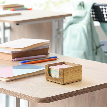 Sticky Note Holder, Acacia Wood Post It Note Dispenser for Office Desk Accessories, Self Stick Note Pad Holder, Memo Pad Holder Dispenser Organizer for School Office Desk Supplies