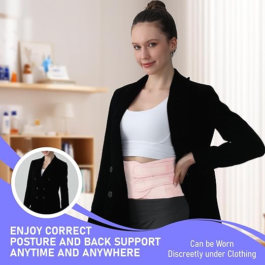 Posture Corrector for Women and Men, Back Brace with Full Back Support, Adjustable Shoulder Straightener for Upper & Lower Back Pain Relief, Scoliosis, Hunchback (Small, Pink)